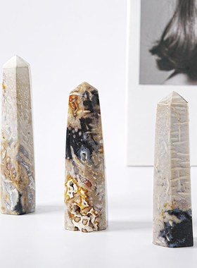 亿年木化石手把件六棱柱办公家居矿石创意装饰送礼摆设印章石