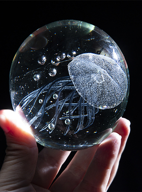 鱼缸造景装饰仿真夜光荧光水母 海洋生物琉璃玻璃水母装饰品