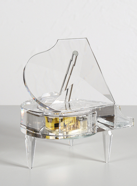 现代水晶钢琴音乐盒样板间玄关软装饰品客厅卧室家居创意