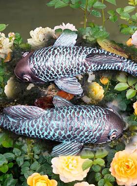 跨境新品亚马逊鱼塘园林摆装饰仿真鱼装对饰池对鱼园林装饰树脂件