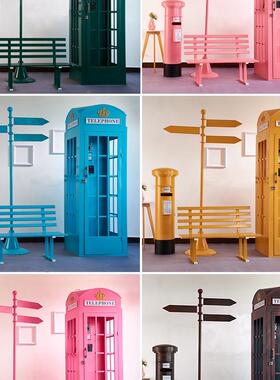 铁艺电话亭筒邮摆件厅F9679STM售落地场景展楼厅陈列装饰商大场DP