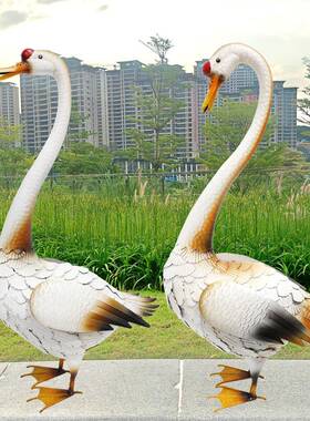 铁艺外花摆件农墅场仿动物白鹅24B0855别庭院装饰园林户景观工园