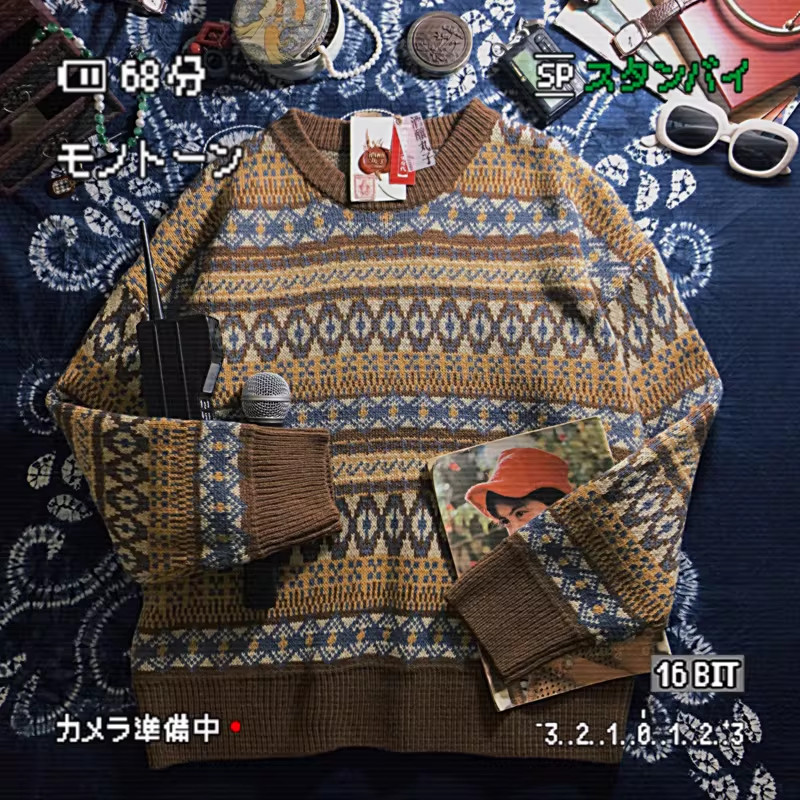 酒酿丸子ALOHA 复古港风小众慵懒费尔岛毛衣秋冬情侣装条纹针织衫