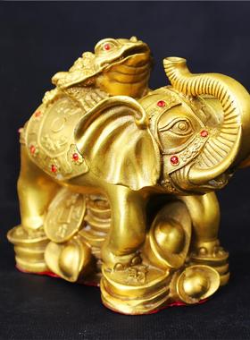 黄铜象上金蟾摆件黄铜大象家居装饰品摆件工艺品