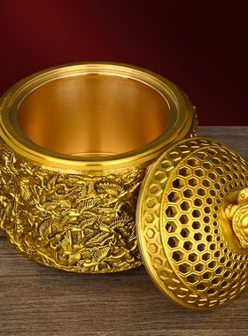 速发纯黄铜香炉摆件千鹤龟香上香插香熏香炉家用烧盖沉香檀香盘香