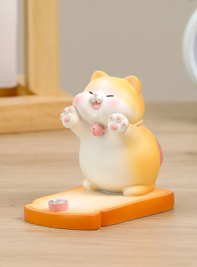 速发创猫家居摆件办公室板面可爱小意懒人手机平桌支架支撑架
