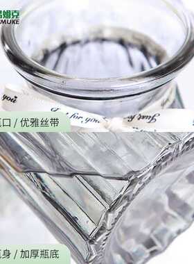 吕姆克花瓶玻璃高档水培小花瓶干花插花瓶仿真花烟灰色大口花瓶水
