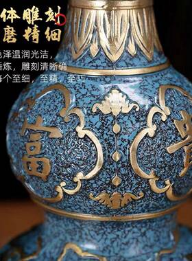 葫芦摆家件铜厅葫芦富贵吉祥平安葫芦工艺品心开盖葫226芦居客空