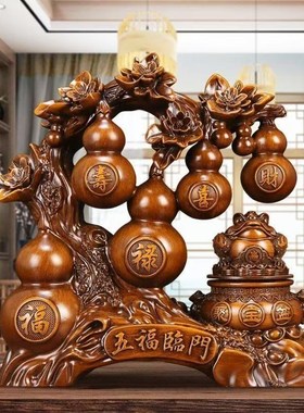 金蟾旋转五福临i门葫芦招财家用旺宅客厅酒柜装饰品开业乔迁摆件