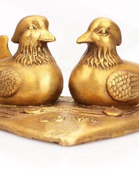 铜器鸳鸯戏水摆件一对x夫妻和睦百年好合结婚婚庆卧室礼品