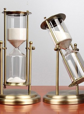 德国工艺旋转f皇冠沙漏计时器现代摆件客厅办公室桌面沙漏流沙装