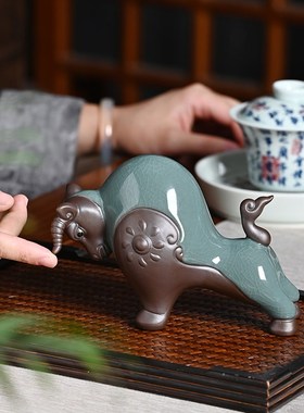 陶瓷牛摆件一对招财牛气冲天客厅玄关桌面博N古架装饰品生肖牛摆