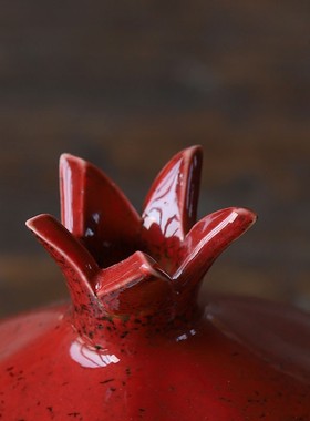 陶瓷石榴摆件水果装饰多子寓意礼物景德镇陶瓷饰品台面.小花器家