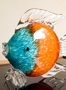 高档琉璃鱼摆件轻奢风家居装饰z品现代简约酒柜玻璃高级感客厅摆