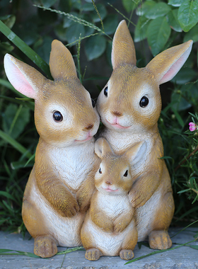 庭院花园创d意可爱小兔子动物摆件办公室柜子工艺品卡通装饰品摆