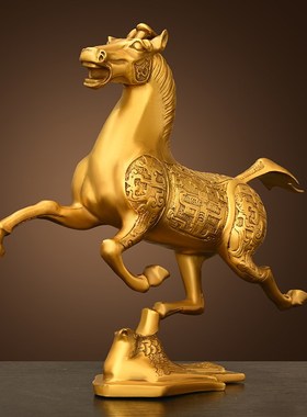 纯黄铜马摆件马踏飞燕生肖马家居客厅办I公室装饰品工艺品马到成
