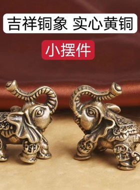 黄铜大象摆件一对吸水象家居客z厅招旺财吉象吉祥如意象福财福禄