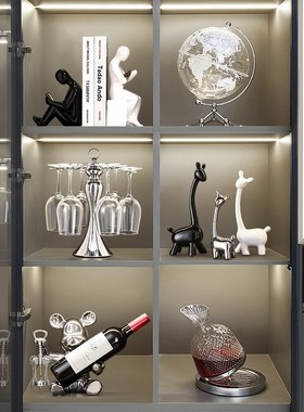 轻奢高档酒d柜装饰品客厅软装电视柜餐边家居红酒架摆件套装工艺
