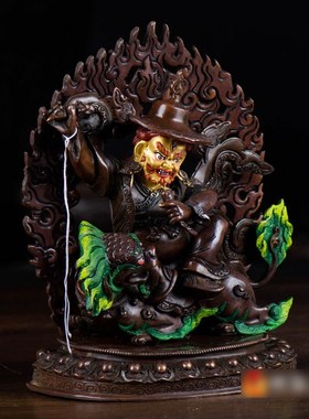 速发手工尼本尔紫铜雕花宁玛三根泊铜像 一髻佛母喇内拉单坚室呼