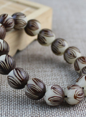 现货速发白玉菩提根手串原籽雕莲花菩提佛珠男士情侣手链手饰品简