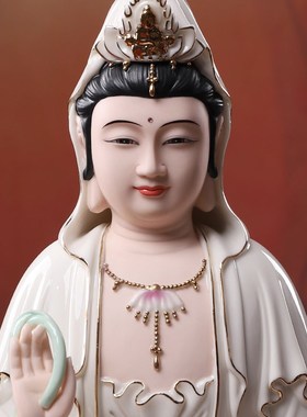 速发德化奉瓷家用供陶观萨佛像观世音菩音像坐莲保平安描金彩