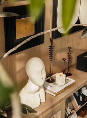 意式极简几何烛台摆件高级氛围感家居几何树脂小众烛台缪斯烛台