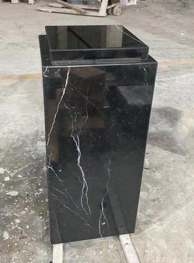 双层天然黑白根大理石底座艺术品展示台工艺品摆件柱客厅雕塑立柱