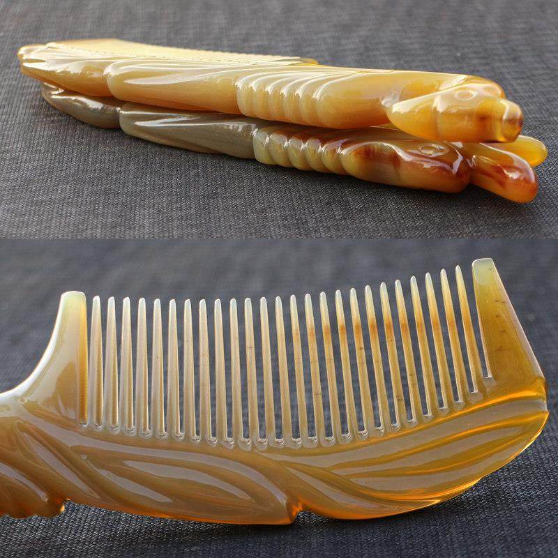 天然牛角梳子密齿梳个人护理清洁头皮洗漱按摩雕刻龙凤头梳长20CM,淘宝优惠券,粉丝福利购,淘宝优惠卷
