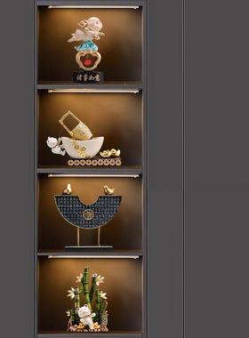 新中式轻奢高档展示柜酒柜装饰品高端次博古架客厅桌面招财摆件