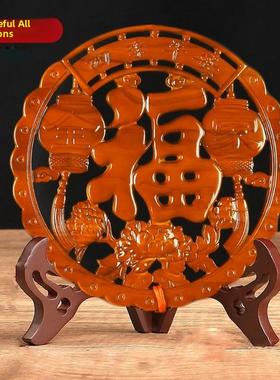 天然桃木饰品康熙双鱼座祝福，安全丰富的圆形实木雕刻，客厅联排