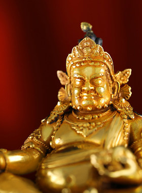 尼泊尔黄财神佛像小佛像居家供奉摆件藏式铜鎏金小铜像小号7.2cm