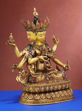尼泊尔工艺尊胜佛母铜佛像摆件藏式居家供奉尊胜佛母铜像7寸/1尺