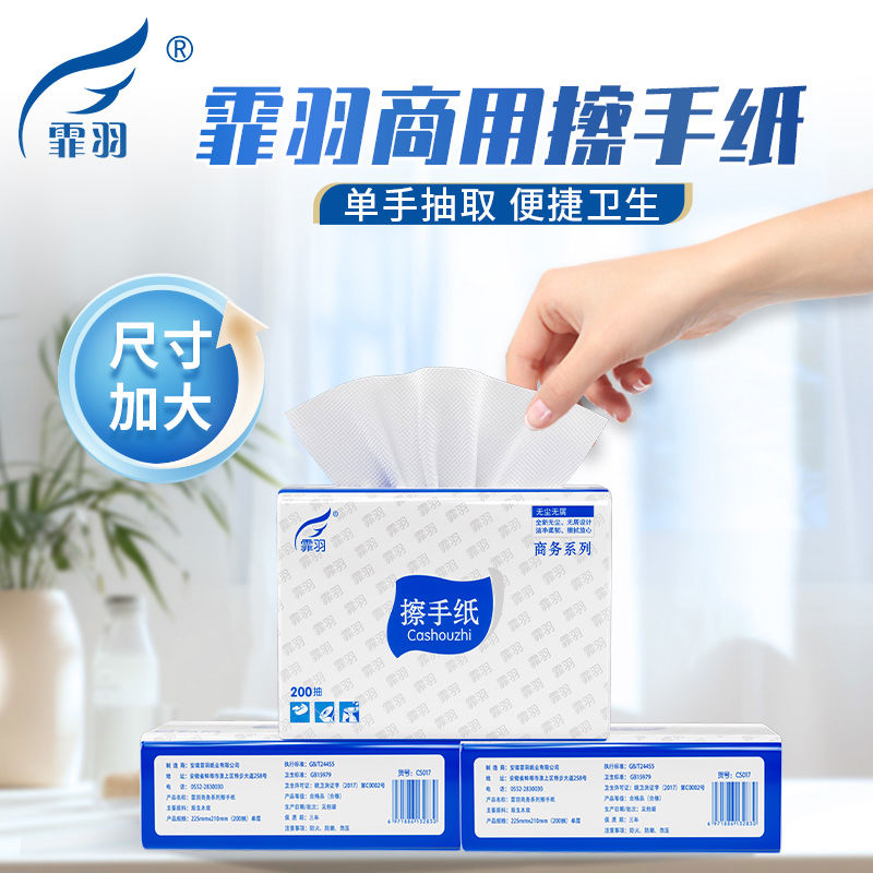 霏羽加厚擦手纸200抽20包用吸油吸水酒店厨房卫生间用纸CS017 - 图0