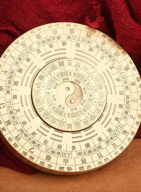 纯黄铜指南针风水罗盘指尖陀螺太极八卦周易64卦手把件摆件饰品