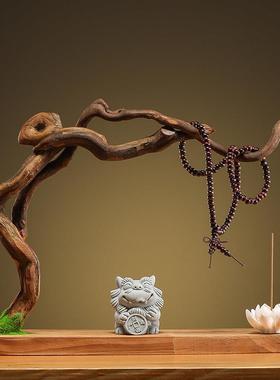 天然实木根雕摆件创意家居客厅装饰工艺礼品摆饰风化木树根禅意悟