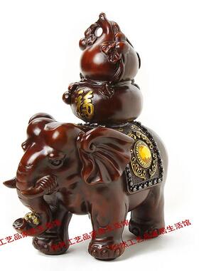 大象聚宝盆招财摆件一对电视背景墙博古架客厅新房装中式装饰饰品