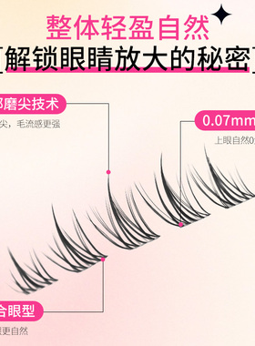 鱼小丫假睫毛太阳花假睫毛女自然仿真三部曲单簇分段式自粘眼睫毛