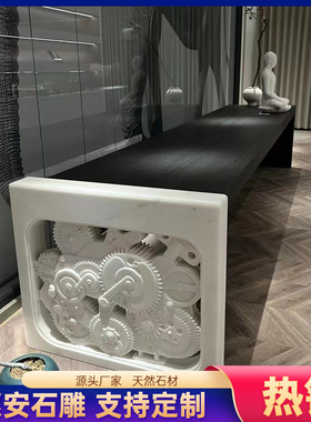石雕桌腿石头桌脚新中式大板支架青石汉白玉吸水兽荷花庭院桌底座