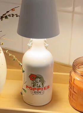 酒瓶夜灯创意台灯可移动夜灯氛围灯嵌入透明酒吧餐厅Led灯酒瓶台