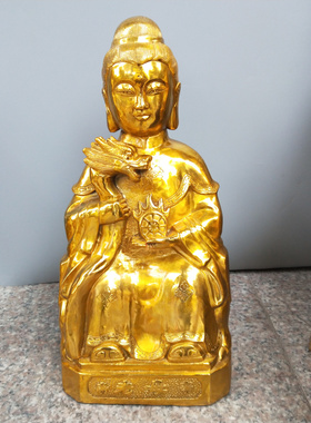 无生老母泰山奶奶黄铜坐像摆件