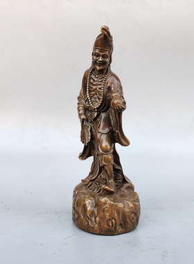 黄铜家居降龙罗汉济公铜像摆件