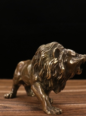 小号铜狮子摆件仿古百兽之王动物
