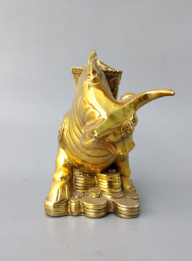 黄铜十二生肖牛招财进宝铜牛桌面