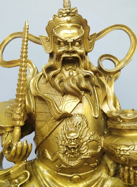 黄铜招财骑虎财神赵公明坐像摆件
