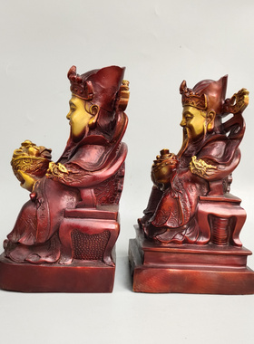 招财铜文财神龙椅坐像家用财神爷