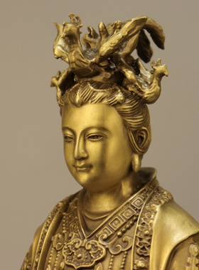 黄铜中式佛堂老天爷玉帝王母摆件