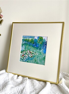 【纯手绘油画棒画】梵高花园风景铝合金框客厅Q卧室艺术装饰画挂
