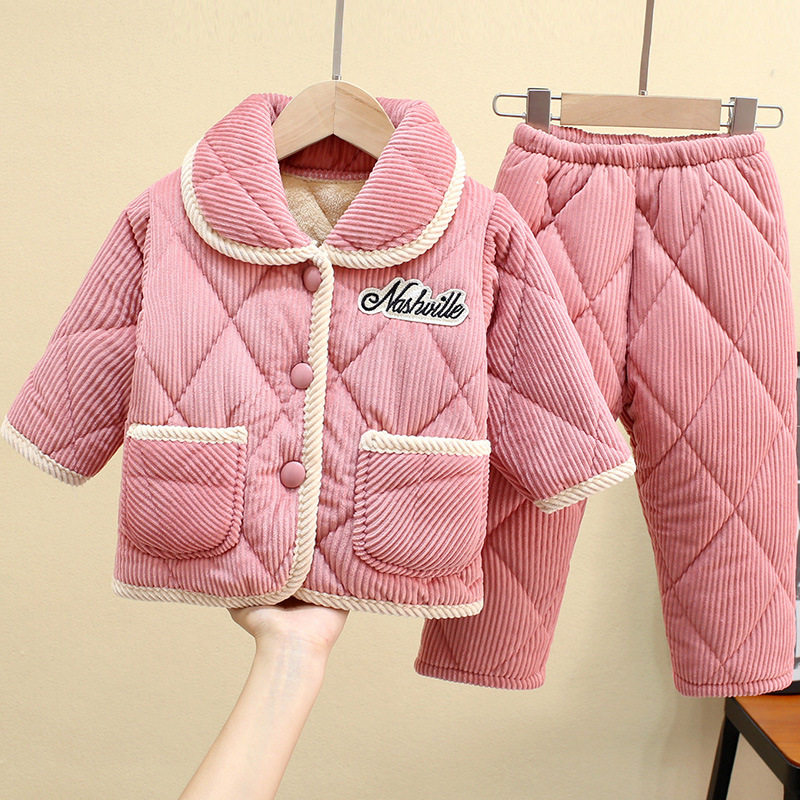 秋冬季儿童三层夹棉睡衣加厚加绒法兰绒中小童宝宝男女童家居套装,淘宝优惠券,粉丝福利购,淘宝优惠卷