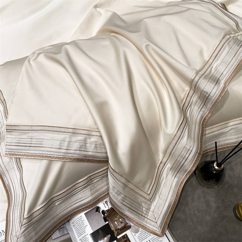 120支轻奢长绒棉全棉四件套 母婴A类纯棉床单被套贡缎床笠4件套 - 图0