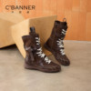 Qianbaidu British style Martin boots women's platform lace new inner heightening boxing boots retro niche western boots